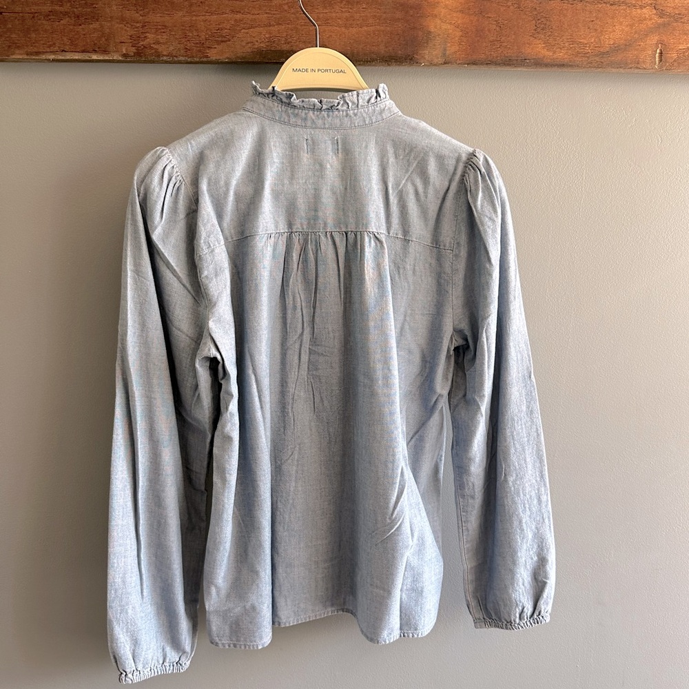 J.Crew Denim Ruffle Blouse - Picture 8 of 10